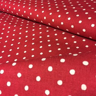 Red Polka Dot Canvas Fabric - Kimono House Japanese Textiles & Craft